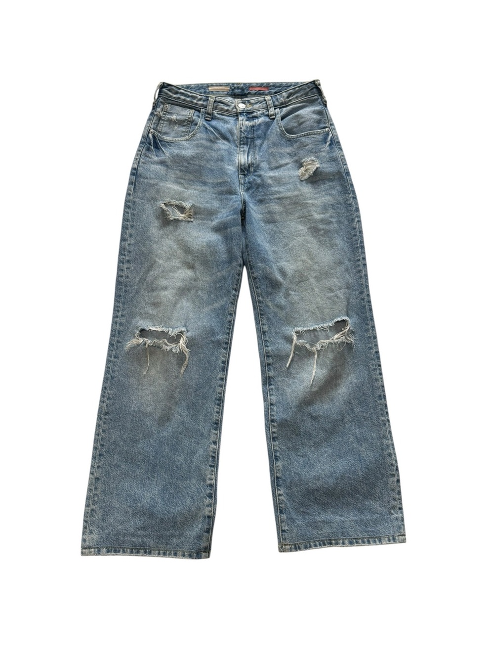 Pilcro Distressed Wide Leg Jeans Light Wash High Rise Relaxed Denim size 28 - Picture 2 of 7